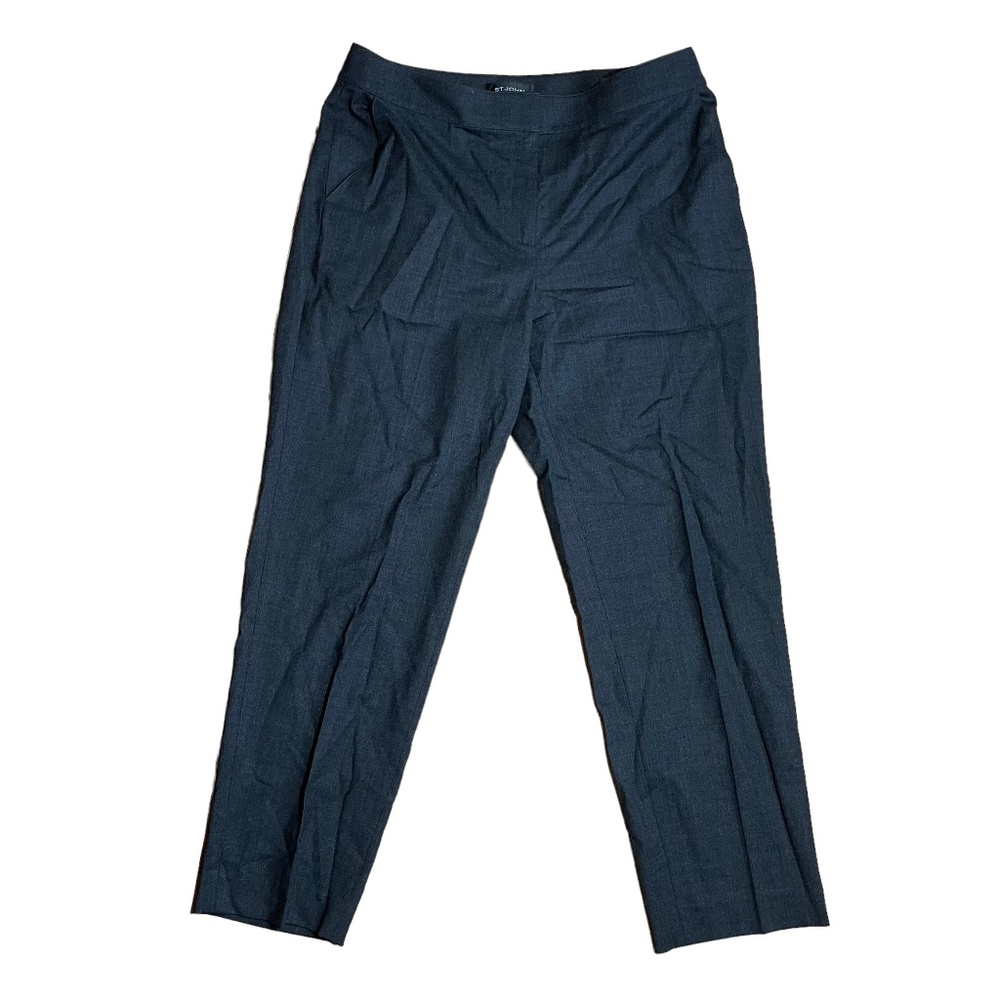 St John Wool Emma Slacks 12 Ankle Spandex Designer Lightweight Straight Pants